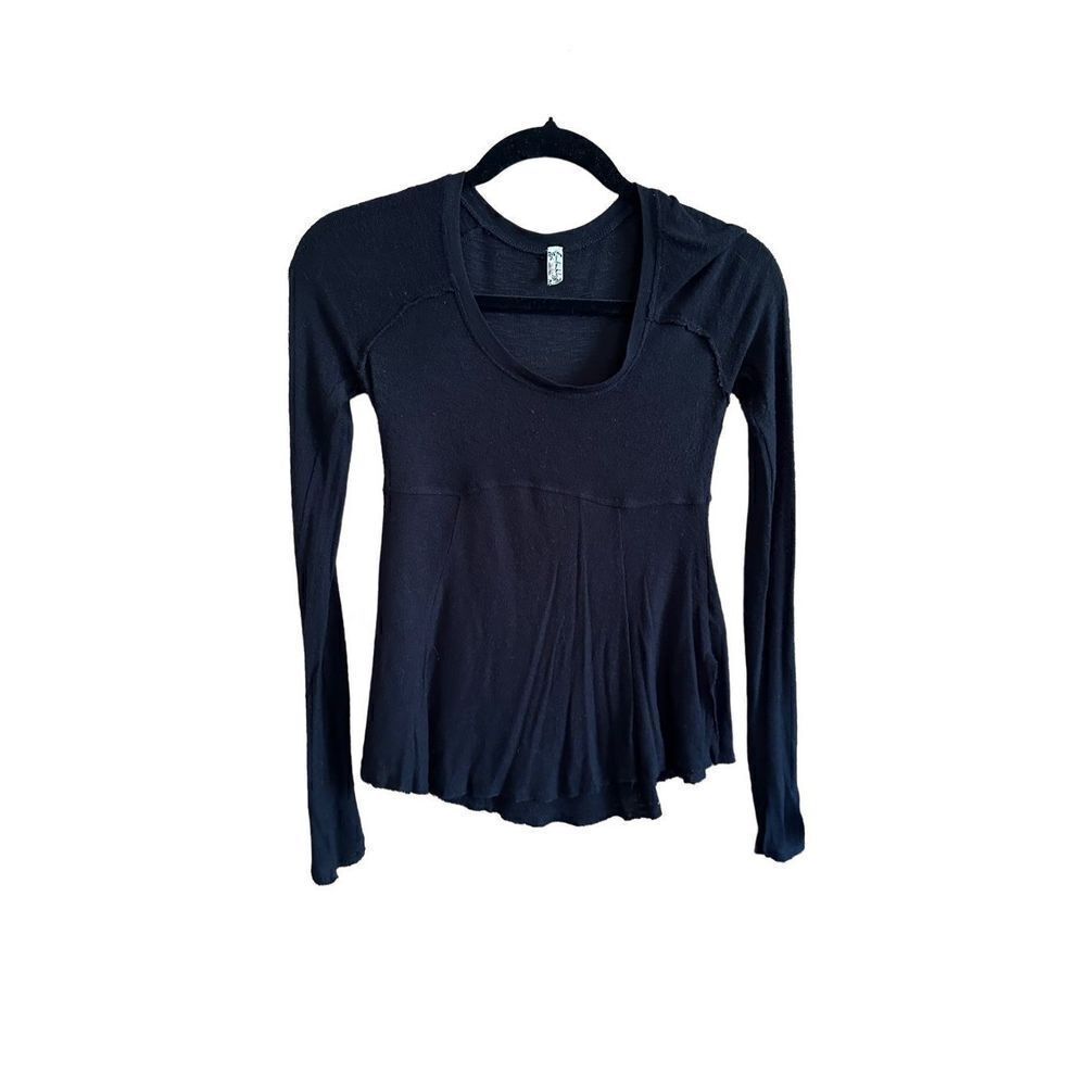 Free People Intimately Free black long sleeve minimalist shirt XS